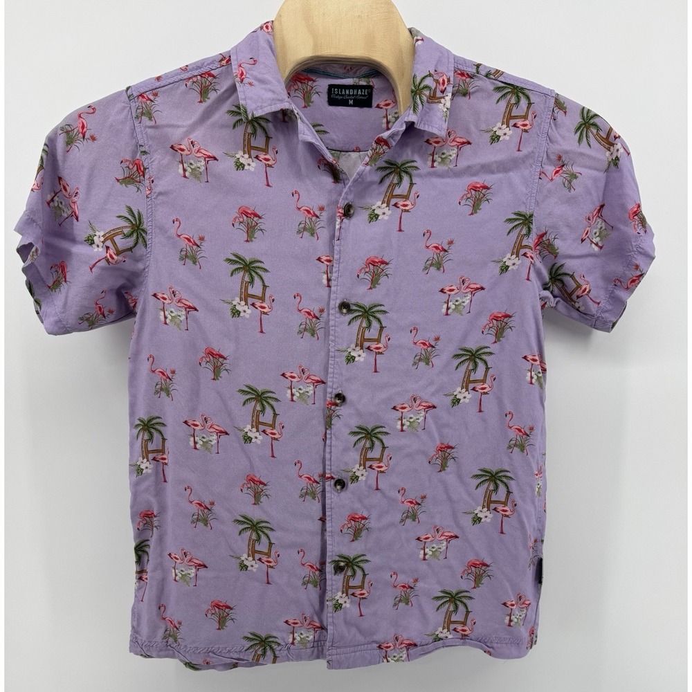 Island‎ Haze Hawaiian Shirt Men's Size M 100% Viscose Floral Tropical Aloha